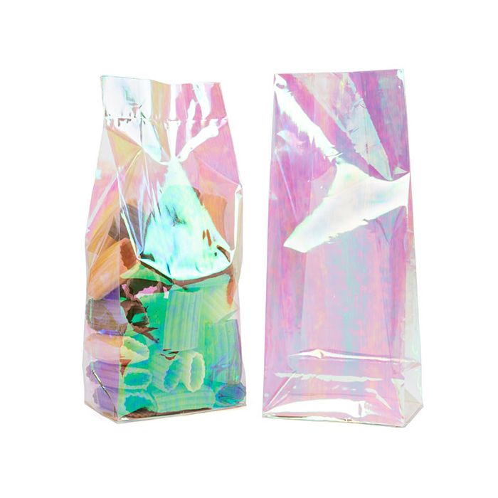 Sacchetto a soffietto iridescente con fondo piatto in carta, 2.2 Mil 12,7x7,6x30,5cm (50 pezzi) [HFGPB1]