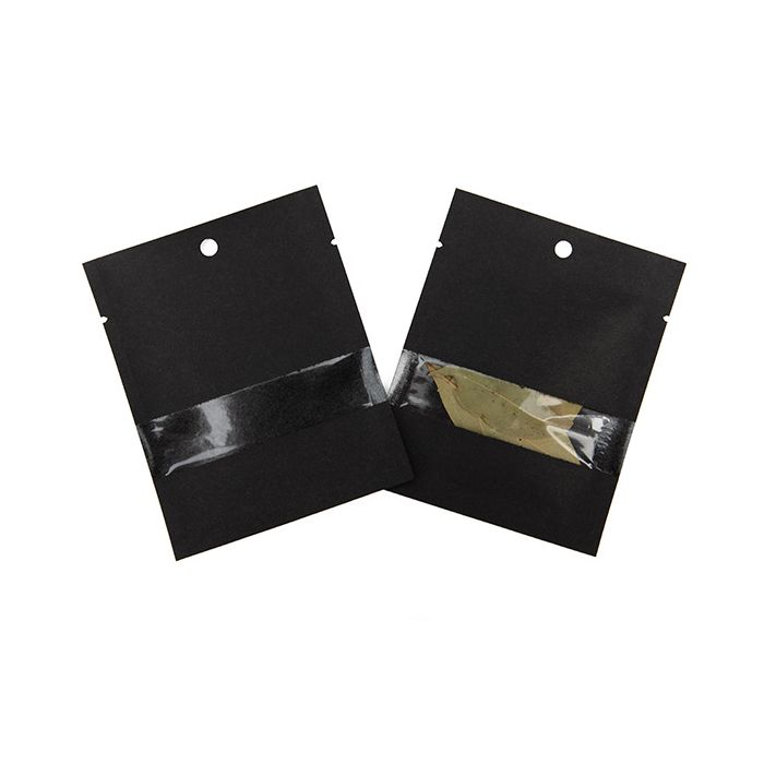 Sacchetti kraft nero ecologico 7,6x10,2 cm Sigillabile con finestra (100 pz) [KHS34BKW]