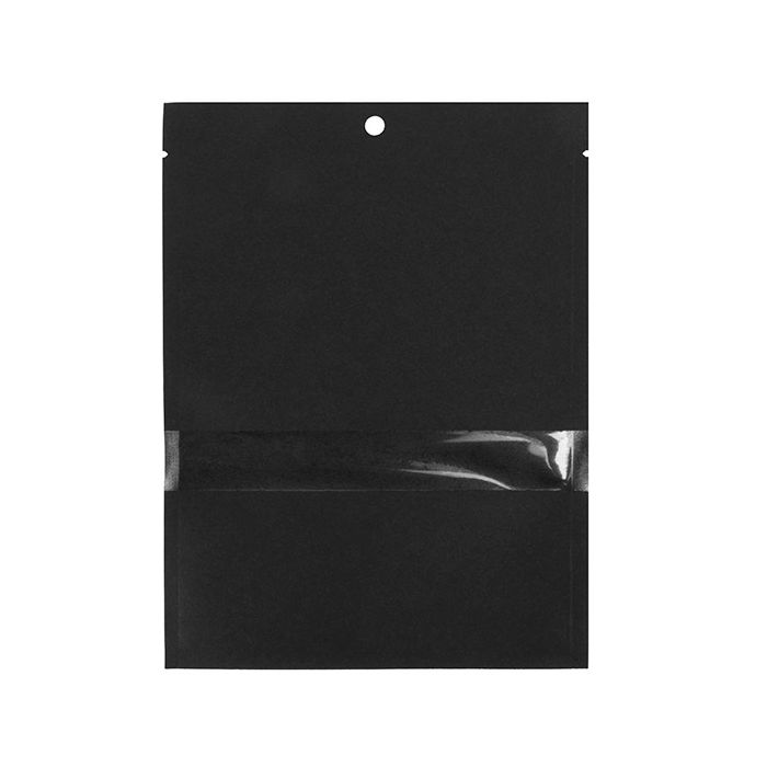 Sacchetti kraft nero ecologico 12,7x17,8 cm Sigillabile con finestra (100 pz) [KHS57BKW]