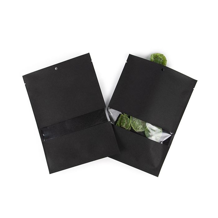 Sacchetti kraft nero ecologico 15,2x22,9 cm Sigillabile con finestra (100 pz) [KHS69BKW]