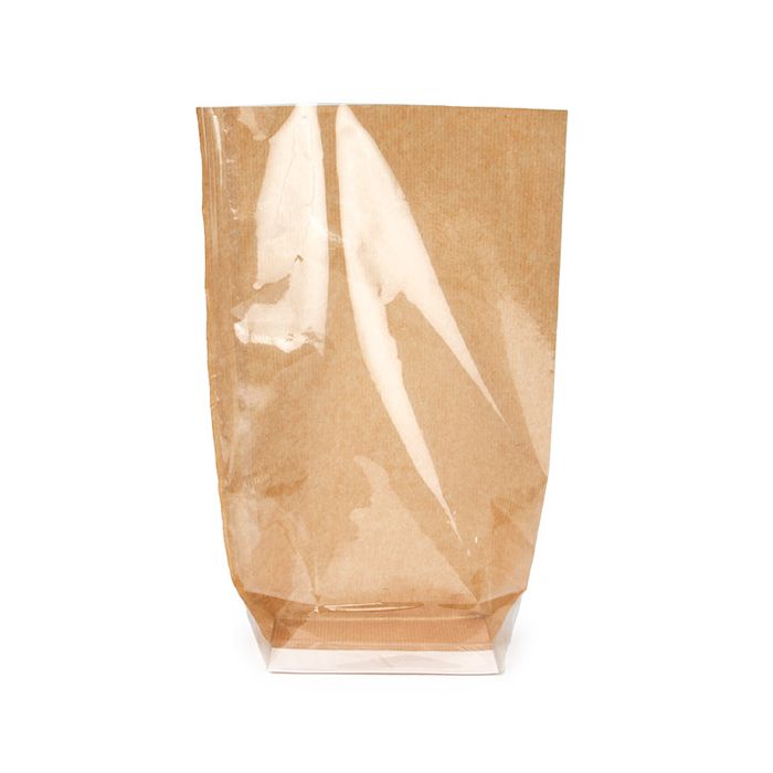 Kraft Sacchetto SOS trasparente con fondo piatto in carta 12.7x7.6x30.5 cm (100 pz) [FGKB1]