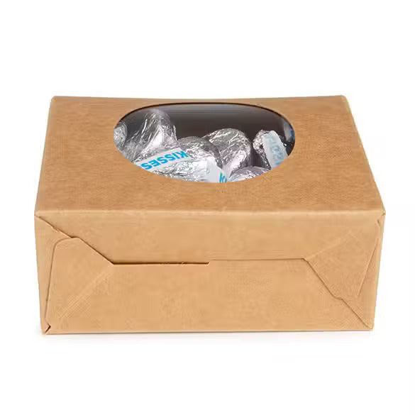 Scatole Kraft con finestra rotonda 8,9x3,8x10,2 cm (25 pezzi) [FS340]