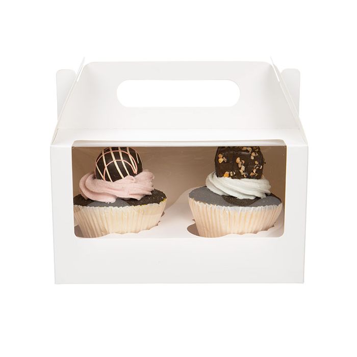 Scatola bianca per dolci con doppia maniglia 17,8x10,2x10,2cm (100 set) [CBS173W]