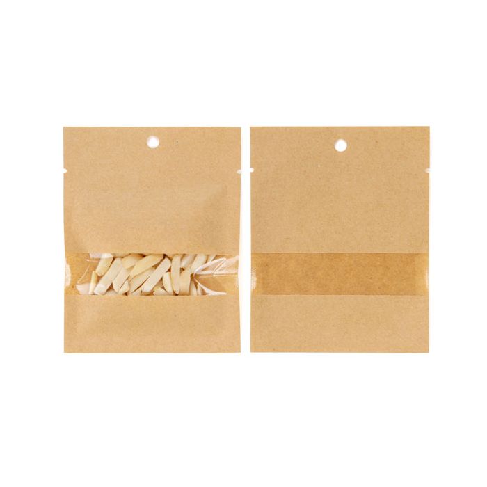 Sacchetto kraft compostabile 8.5x10.5cm con finestra e termosaldabile (100 pezzi) [KHS34W]