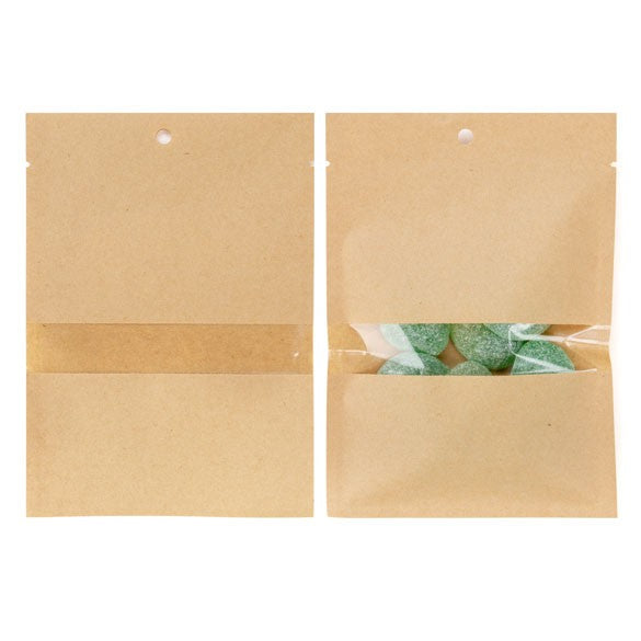 Sacchetto kraft compostabile 11.2x15.7cm con finestra e termosaldabile (100 pezzi) [KHS46W]