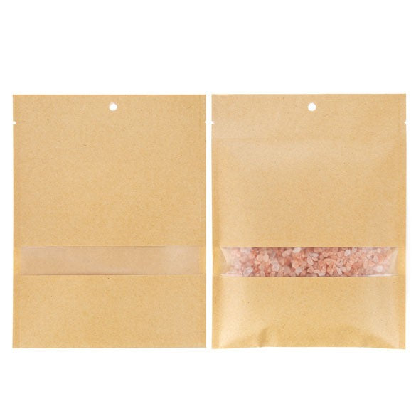 Sacchetti kraft termosaldabili 13.7x18.5cm con finestra (100 pezzi) [KHS57MW]
