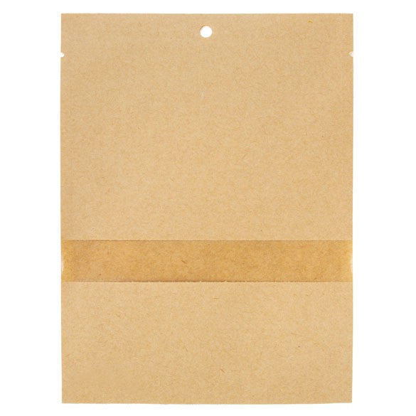 Sacchetto kraft compostabile 13.7x18.5cm con finestra e termosaldabile (100 pezzi) [KHS57W]