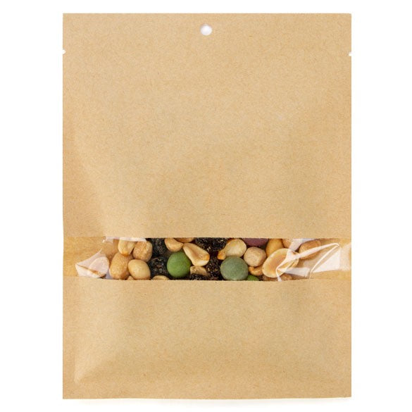 Sacchetto kraft compostabile 13.7x18.5cm con finestra e termosaldabile (100 pezzi) [KHS57W]