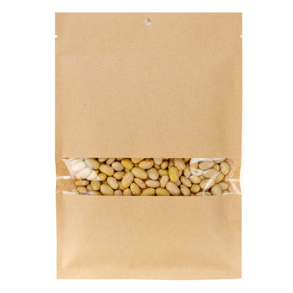 Sacchetto kraft compostabile 15.2x22.9cm con finestra e termosaldabile (100 pezzi) [KHS69W]