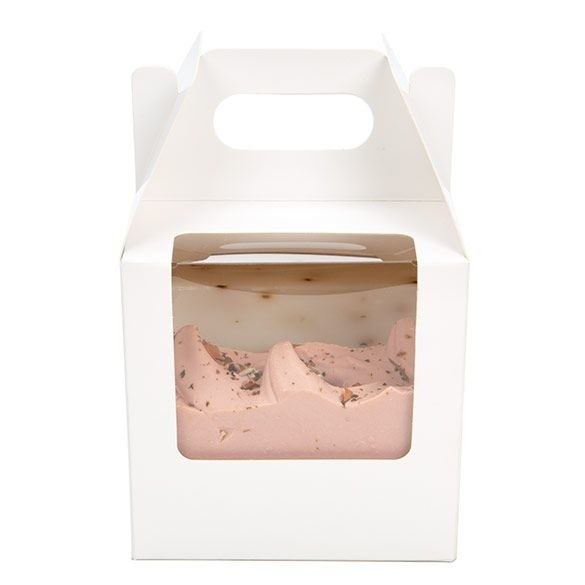 Scatola di carta bianca con manico 10.2x10.2x10.2 cm con finestra (25 pezzi) [WGWG57]