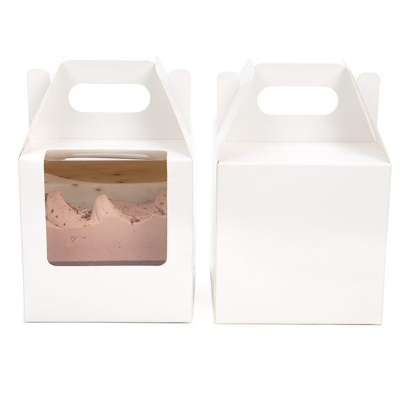 Scatola di carta bianca con manico 10.2x10.2x10.2 cm con finestra (25 pezzi) [WGWG57]