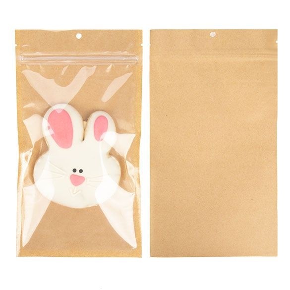 Sacchetto kraft con fronte trasparente 12,7 x 20,8 cm con tacche di strappo (100 pezzi) [HZB6KC]