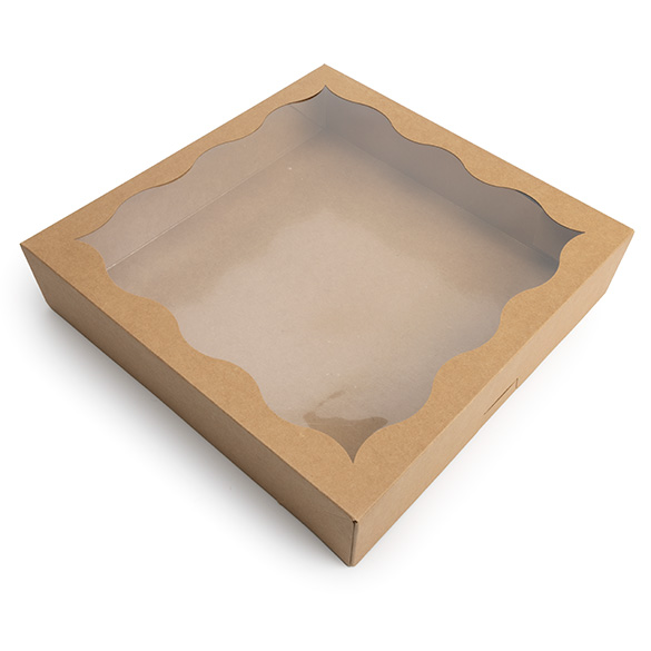 Scatola carta kraft con finestra smerlata 30,5x6,4x30,5cm (25 pz) [WKRG122]