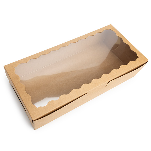 Scatola carta kraft con finestra smerlata 30x6,5x14cm (25 pz) [WKRG125]