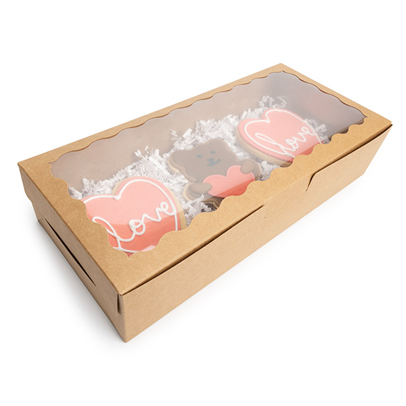 Scatola carta kraft con finestra smerlata 30x6,5x14cm (25 pz) [WKRG125]