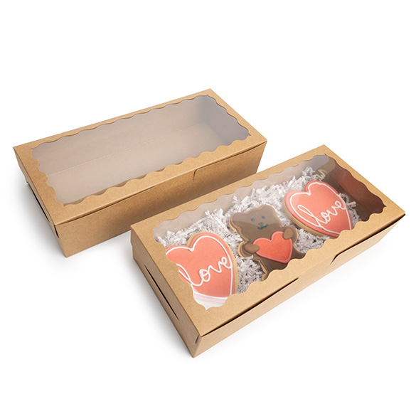 Scatola carta kraft con finestra smerlata 30x6,5x14cm (25 pz) [WKRG125]