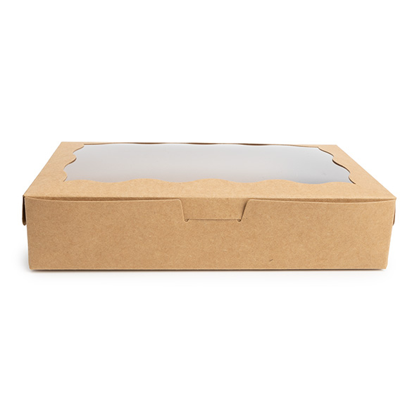 Scatola carta kraft con finestra smerlata 17,8x3,8x11cm (25 pz) [WKRG74]