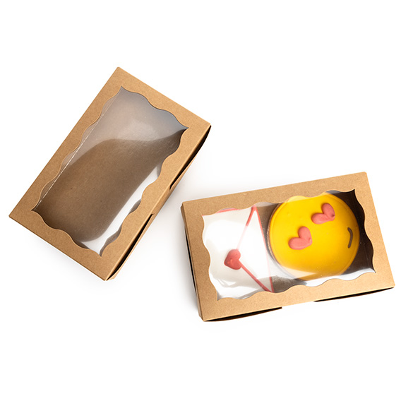 Scatola carta kraft con finestra smerlata 17,8x3,8x11cm (25 pz) [WKRG74]