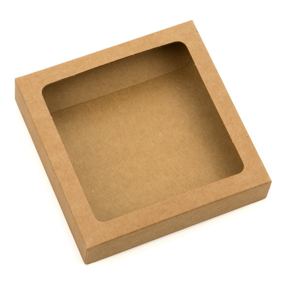 Scatoline in carta kraft 10.5x2.2x10.5cm finestra ritagliata (25 pezzi) [WKR245]