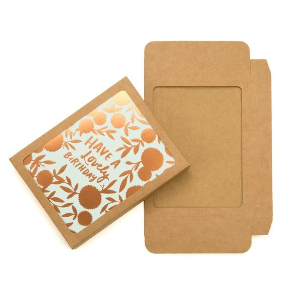 Scatoline in carta kraft 11.4x2.2x14.9cm finestra ritagliata (25 pezzi) [WKR247]