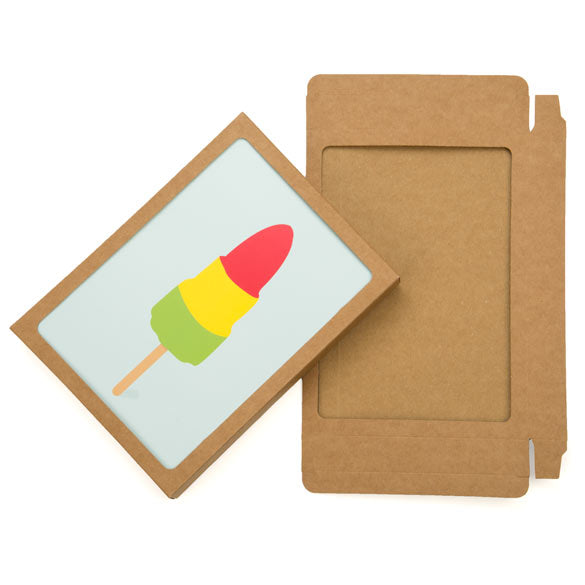 Scatoline in carta kraft 13.7x2.2x18.7cm finestra ritagliata (25 pezzi) [WKR266]