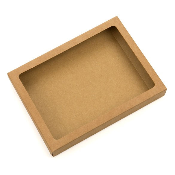 Scatoline in carta kraft 12.4x2.2x16.8cm finestra ritagliata (25 pezzi) [WKR267]
