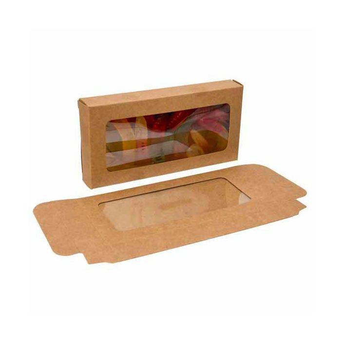 Kraft Gift Boxes with Window 7x2.1x13.8cm