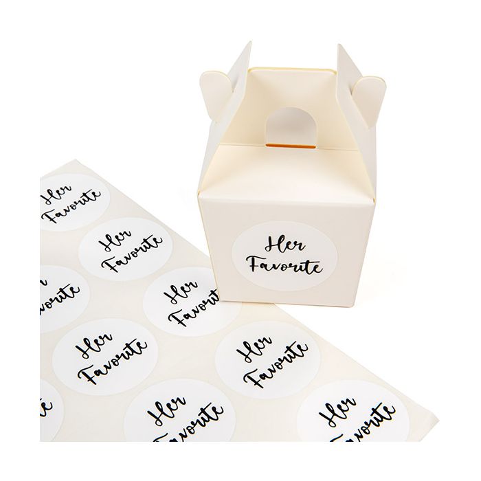 Adesivi rotondi ''Her Favorite'' (bianche con nero Text) 3,8 cm (1 Sheet) [LS1HHER]