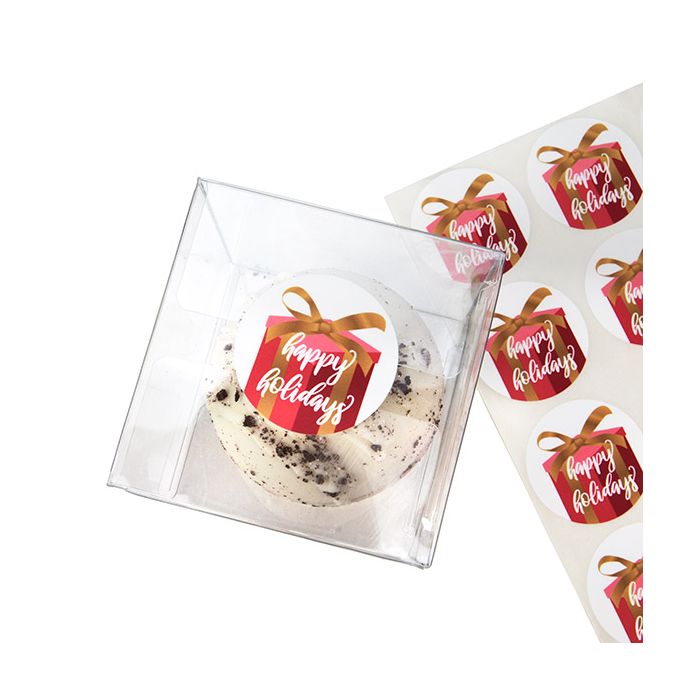 Adesivi rotondi ''Happy holidays'' con bianche Tekst 3,8 cm (1 Sheet) [LS1HHH]