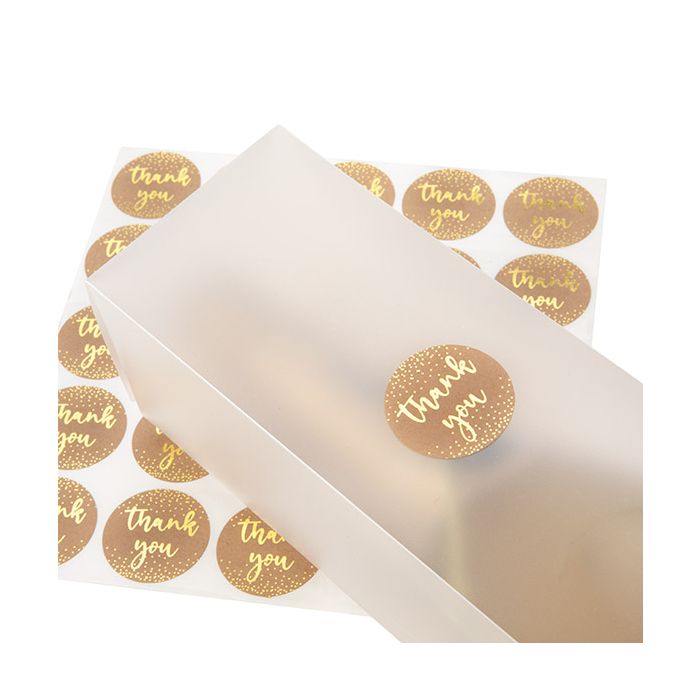 Adesivi rotondi ''Thank You'' (Kraft con oro Text) 3,8 cm (1 Sheet) [LS1HKTY]