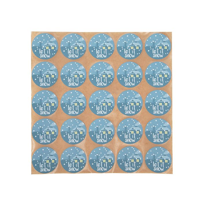 Adesivi rotondi ''Let It Snow'' (blu con bianche Hot Stamp) 3,8 cm (1 Sheet) [LS1HLIS]
