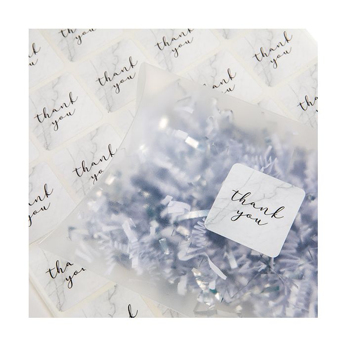 Adesivi Quadrato ''Thank You'' (Marble con Grigio Text) 3,8 cm (1 Sheet) [LS1HMTY]