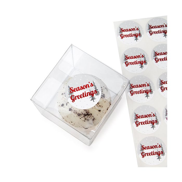 Adesivi rotondi ''Season's Greetings'' (Grigio/bianche con Rosso Hot Stamp) 3,8 cm (1 Sheet) [LS1HSG]