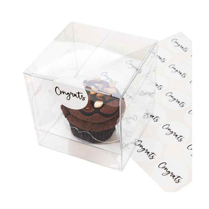 Adesivi rotondi ''Congrats'' (bianche con nero Text) 3,8 cm (1 Sheet) [LS1HWC]