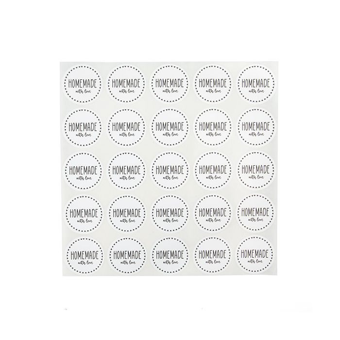 Adesivi rotondi ''Homemade con Love'' (bianche con nero Text) 5,1 cm (1 Sheet) [LS2HML]