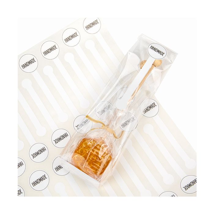 Adesivi Lollipop Shape ''Handmade'' (bianche con nero Text) 2,5x10,2 cm (1 Sheet) [LSLHAND]