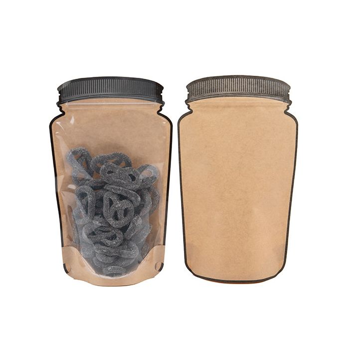 Mason Jar Zipper Pouch Kraft w/ Clear Front 15,2x7,9x25,4cm (100 Pezzi) [SP7KCZ]