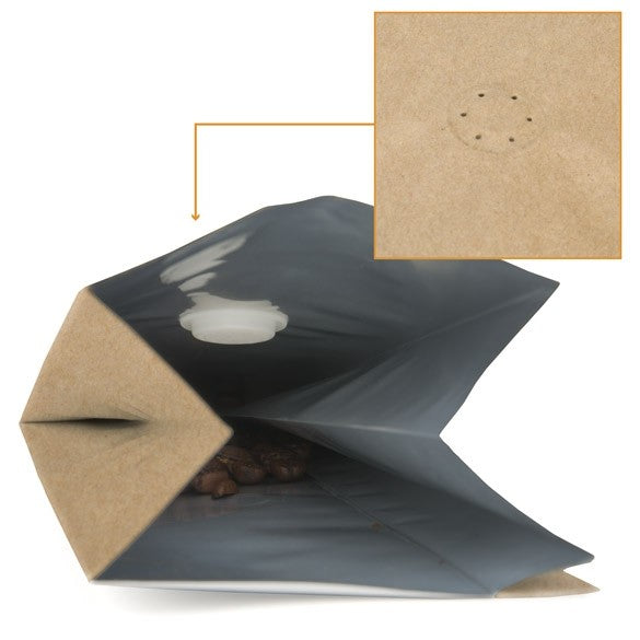 Sacchetto per caffè Kraft con valvola 8.6x6.4x33cm (50 pezzi) [SGC2K]