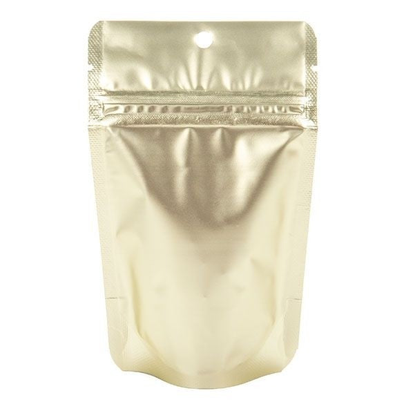 Buste doypack color oro metallizzato 7.9x5.1x13cm con foro | 28 grammi (100 pezzi) [ZBGM1MG]