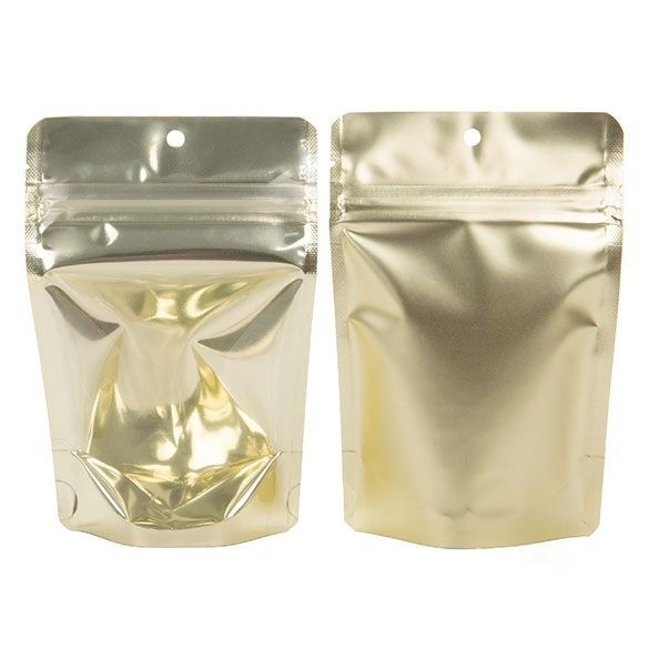 Buste doypack trasparenti/oro opaco 10.2x6x15.2cm | 57 grammi (100 pezzi) [ZBGMG2]