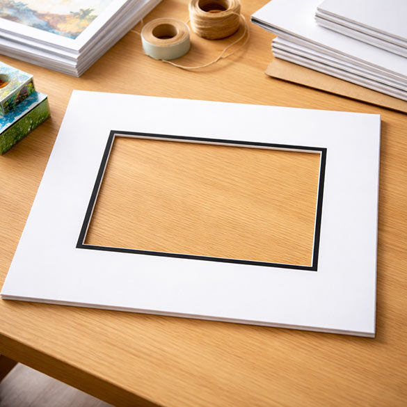 Passe-partout doppio spessore bianco/nero 20.3x25.4cm con finestra 11.8x16.8cm (10 pezzi) [MD20049]