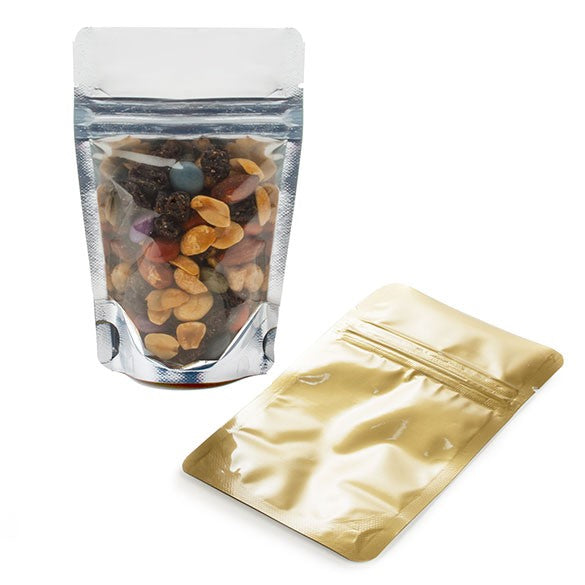 Buste doypack trasparenti/oro 8x5x13cm | 28 grammi (100 pezzi) [ZBGG1]