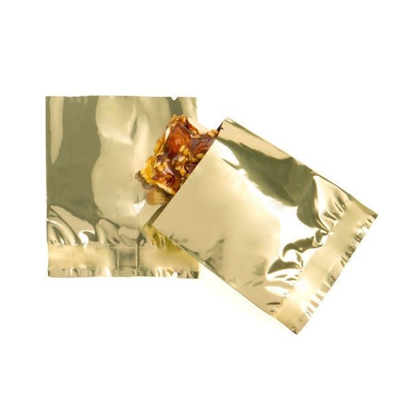 Sacchetto di plastica trasparente Oro 5x5,5cm metallizzato termosaldabile (100 pezzi) [SMB22QG]