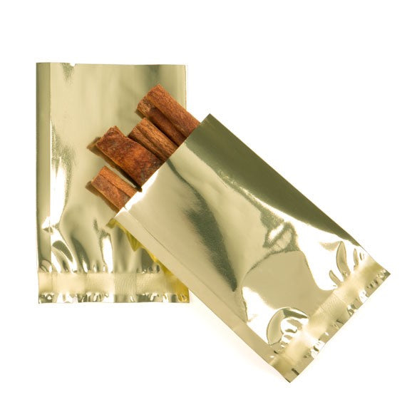 Sacchetto di plastica trasparente Oro 5x7.5cm metallizzato termosaldabile (100 pezzi) [SMB23SG]