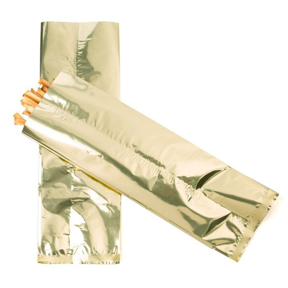 Sacchetto di plastica trasparente Oro 10.2x30.5cm metallizzato termosaldabile (100 pezzi) [SMB412G]