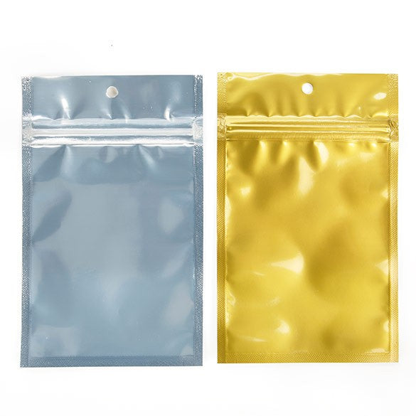 Sacchetto trasparente con chiusura a pressione Trasparente/Oro 9x12.5cm (100 pezzi) [HZBB4CG]