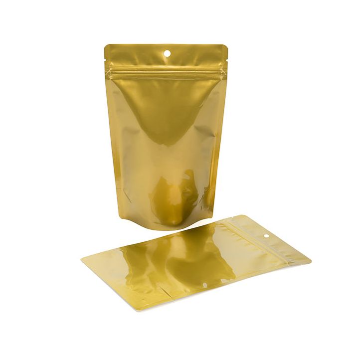 Buste doypack color oro 13x7,9x20,6cm con foro (100 Pezzi) [ZBGM3GH]