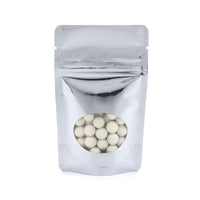 Stand Up Pouches Silver with oval Window 8x5x13cm | 28 grams
