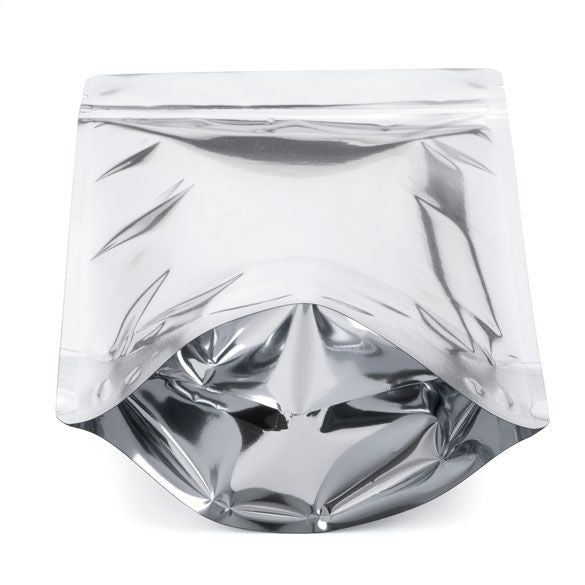 Buste doypack color argento con finestra ovale 17.1x8.9x28.6cm | 340 grammi (100 pezzi) [ZBGMO4S]