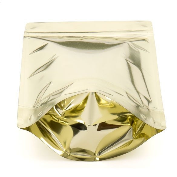 Buste doypack color oro con finestra ovale 17.1x8.9x28.6cm | 340 grammi (100 pezzi) [ZBGMO4SG]